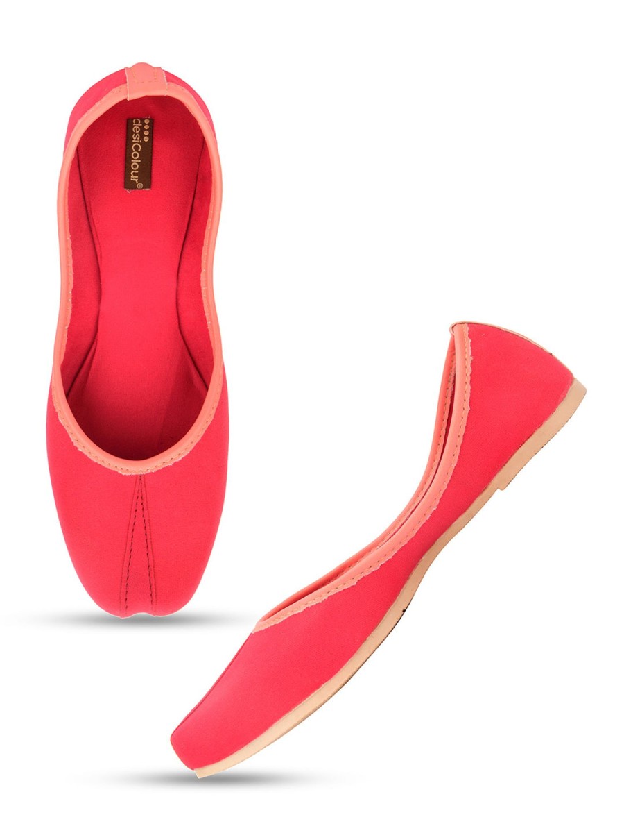 Others Desi Colour | Women'S Suede Indian Ethnic Comfort Footwear - Desi Colour Pink