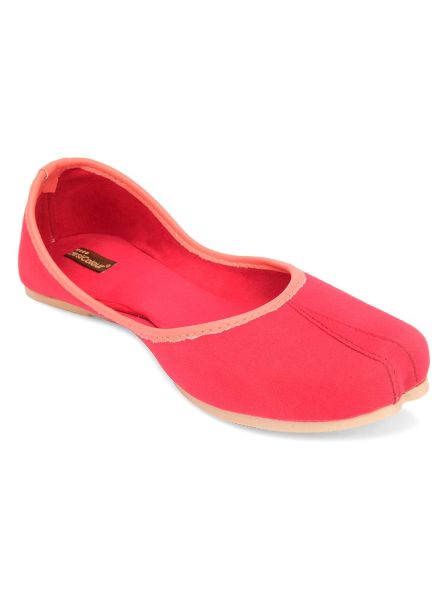 Others Desi Colour | Women'S Suede Indian Ethnic Comfort Footwear - Desi Colour Pink