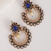 Jewellery Anikas Creation | Women'S Gold Plated Meenakari Blue Stone And Pearl Chandbali Earring - Anikas Creation