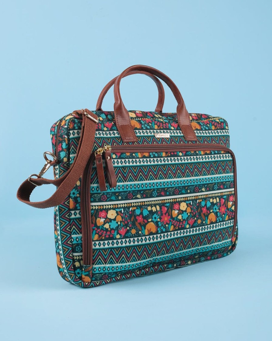 Others Chumbak | Flora Birds Canvas Laptop Bag - Chumbak