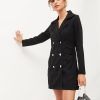 Women Lyush | Women'S Black Knitted Blazer Dress - Lyush