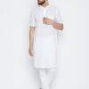 Men Even Apparels | Men'S Pure Cotton Kurta With Band Collar - Even Apparels White