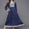 Women Indo Era | Women'S A-Line Midi Dress - Indo Era Blue