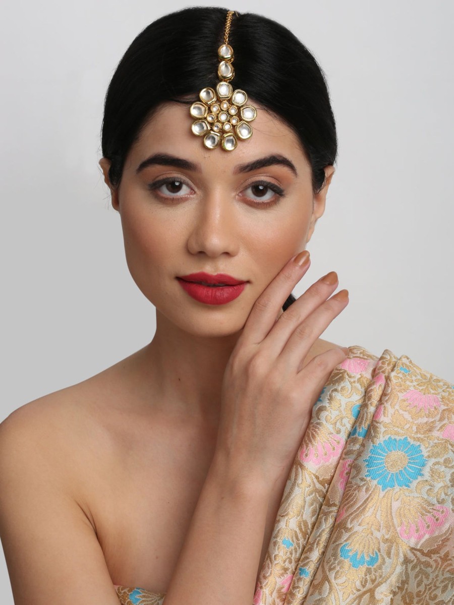 Jewellery Ruby Raang | Women'S Kundan Maang Tikka - Ruby Raang