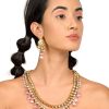 Jewellery Odette1 | Women'S Gorgeous Pink Kundan Work Necklace Set - Odette