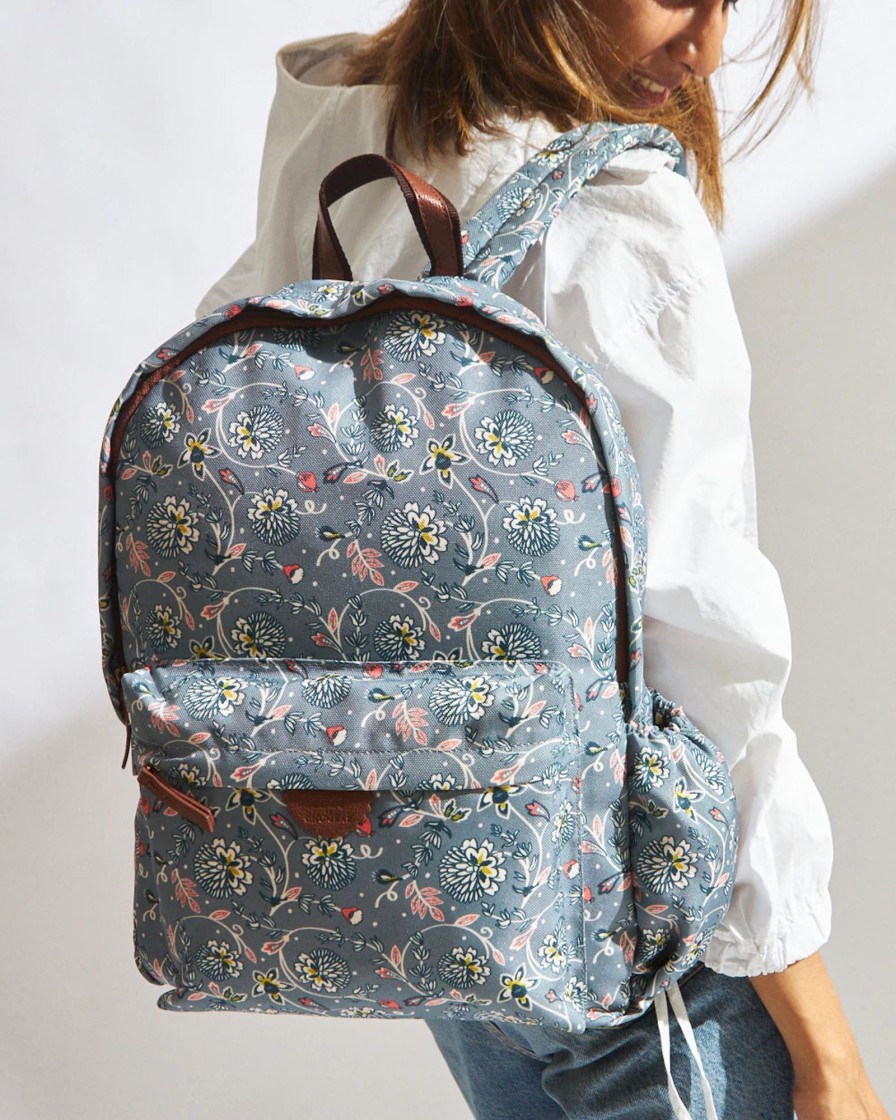 Others Chumbak | Teal By Chumbak Grey Bloom Laptop Backpack - Chumbak