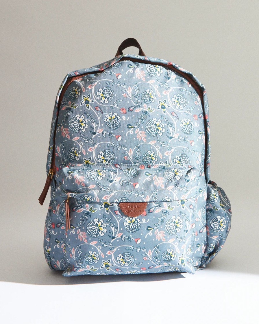 Others Chumbak | Teal By Chumbak Grey Bloom Laptop Backpack - Chumbak