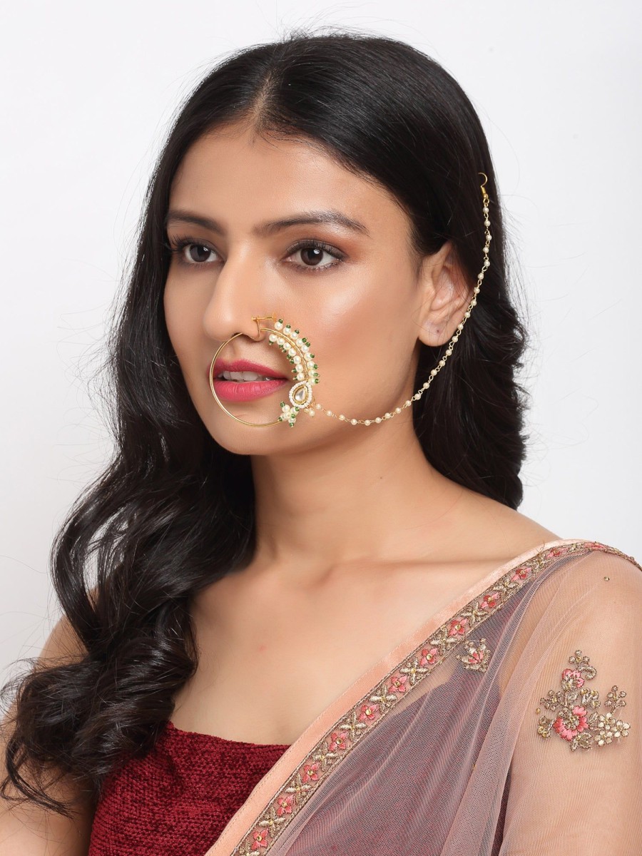 Jewellery Ruby Raang | Maharani Pearl Nose Ring Nath By Ruby Raang