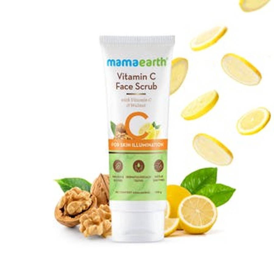 Others Mama Earth | Vitamin C Face Scrub For Glowing Skin, With Vitamin C And Walnut For Skin Illumination – 100 G - Mama Earth