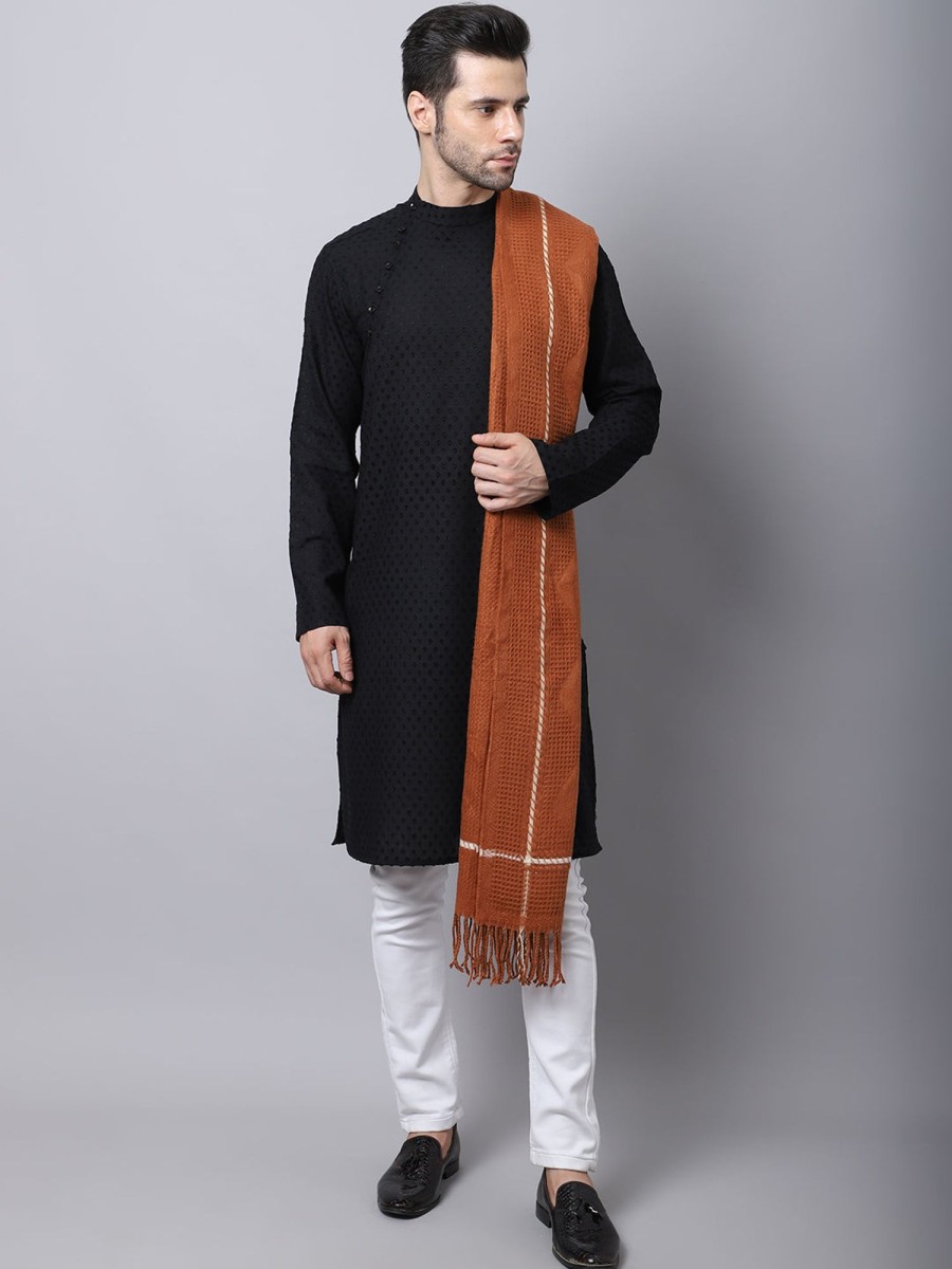 Men Even Apparels | Men'S Pure Cotton Kurta With Side Placket - Even Apparels Black