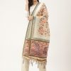 Women VAABA | Women'S Color Cotton Blend Sequence Checks Printed Dupatta - Vaaba Cream