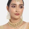 Jewellery I Jewels | Women'S Gold Plated Kundan U0026 Pearl Studded Choker Necklace Set With Earrings U0026 Maang Tikka - I Jewels Mint