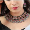 Jewellery Zaffre Collections | Women'S Stylish Oxidised Choker Set - Zaffre Collections Silver