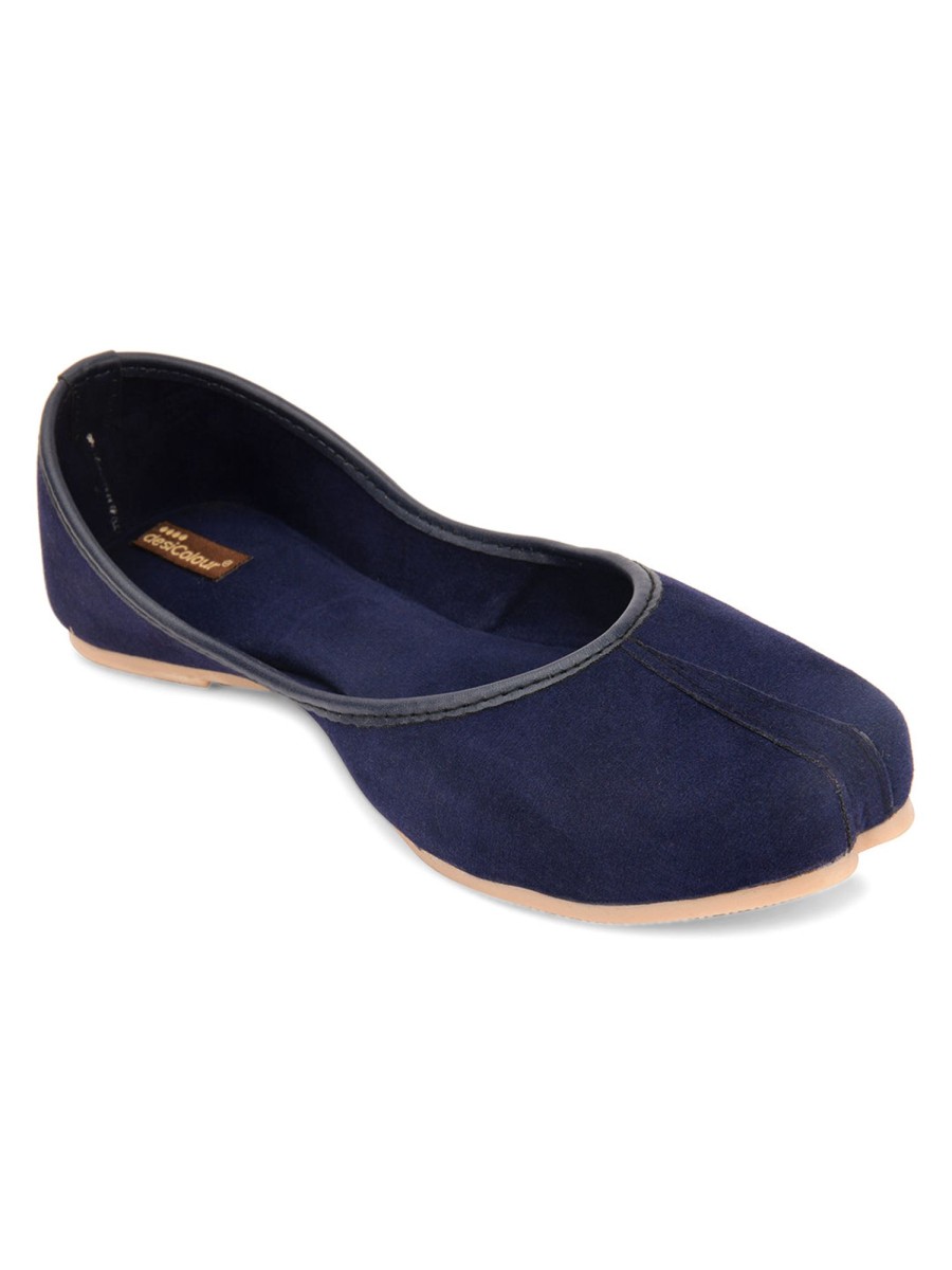 Others Desi Colour | Women'S Suede Indian Ethnic Comfort Footwear - Desi Colour Blue