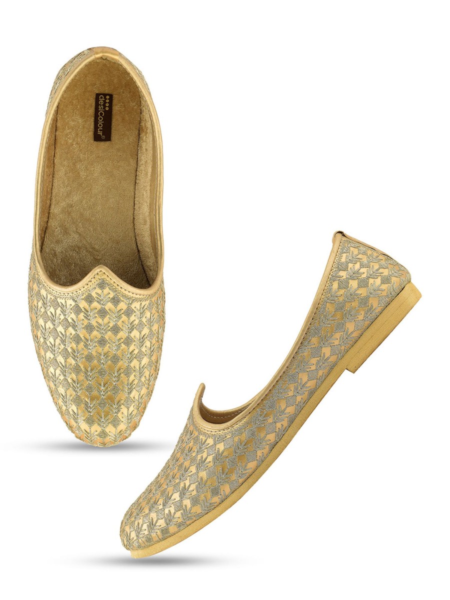 Others Desi Colour | Men'S Indian Ethnic Party Wear En Footwear - Desi Colour Gold