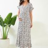 Women The Kaftan Company | Women'S White Floral Maternity And Nursing Nightdress - The Kaftan Company Multi Color