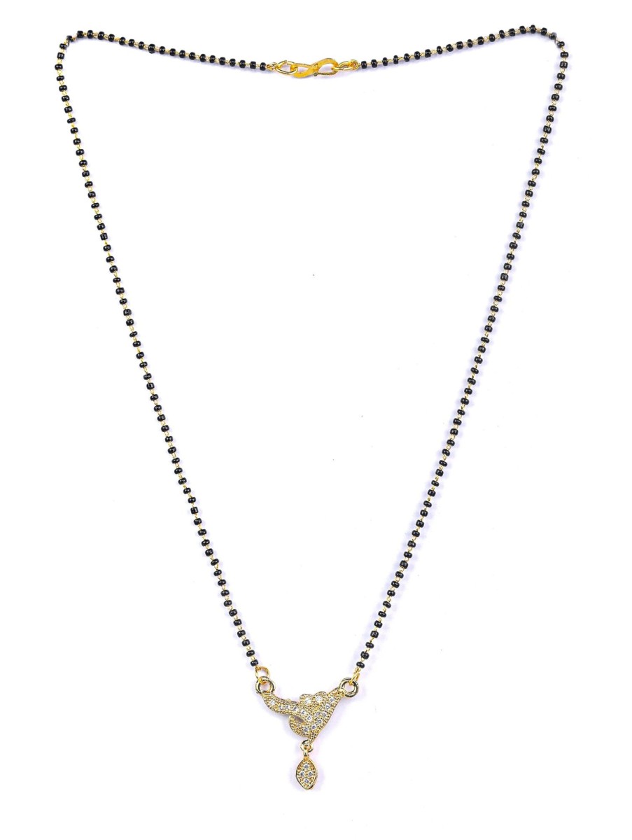 Jewellery Priyaasi | Women'S Set Of 2 American Diamond Gold Plated Mangalsutra - Priyaasi