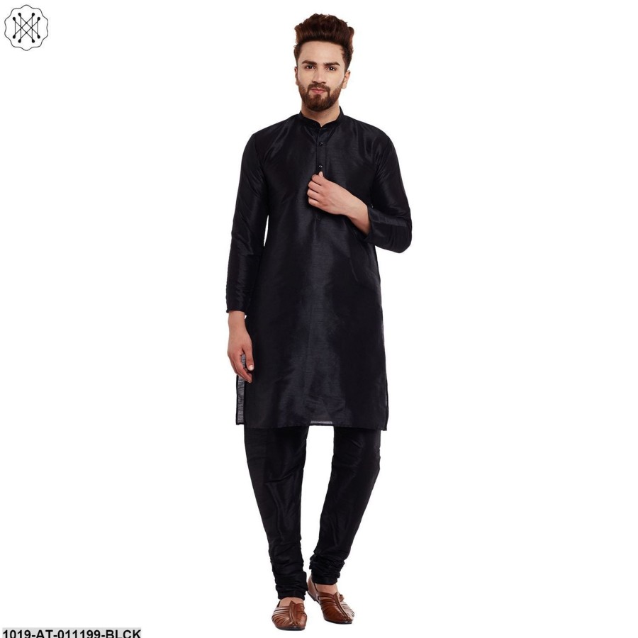 Men Sojanya | Men'S Black, Dupion Silk Kurta - Sojanya