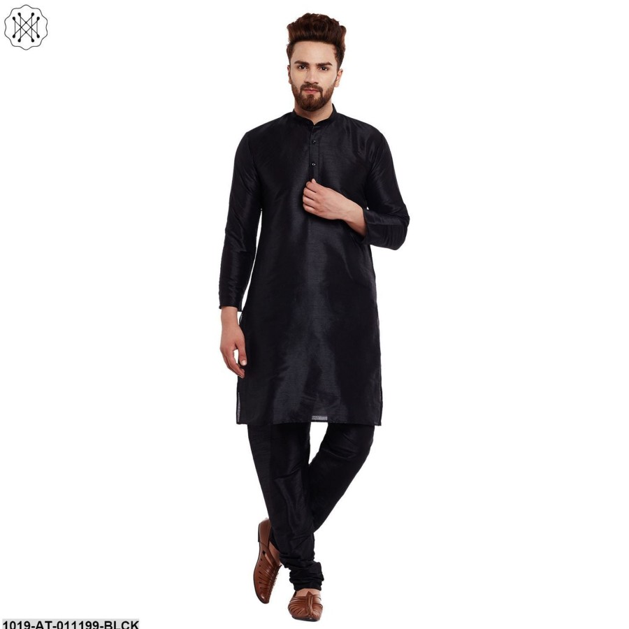 Men Sojanya | Men'S Black, Dupion Silk Kurta - Sojanya