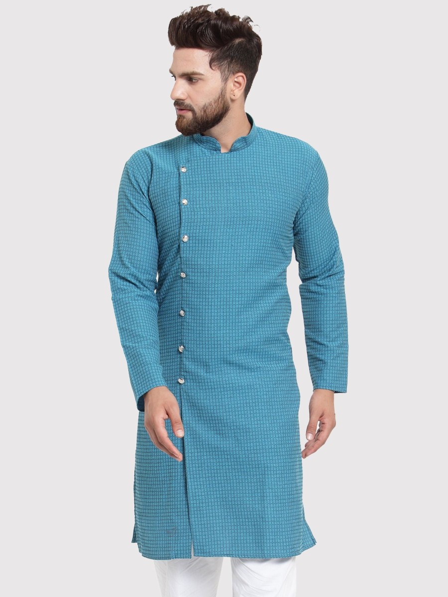 Men Virat Fashions | Men'S Green Self Design Kurta Only ( Ko 572 Green ) - Virat Fashions