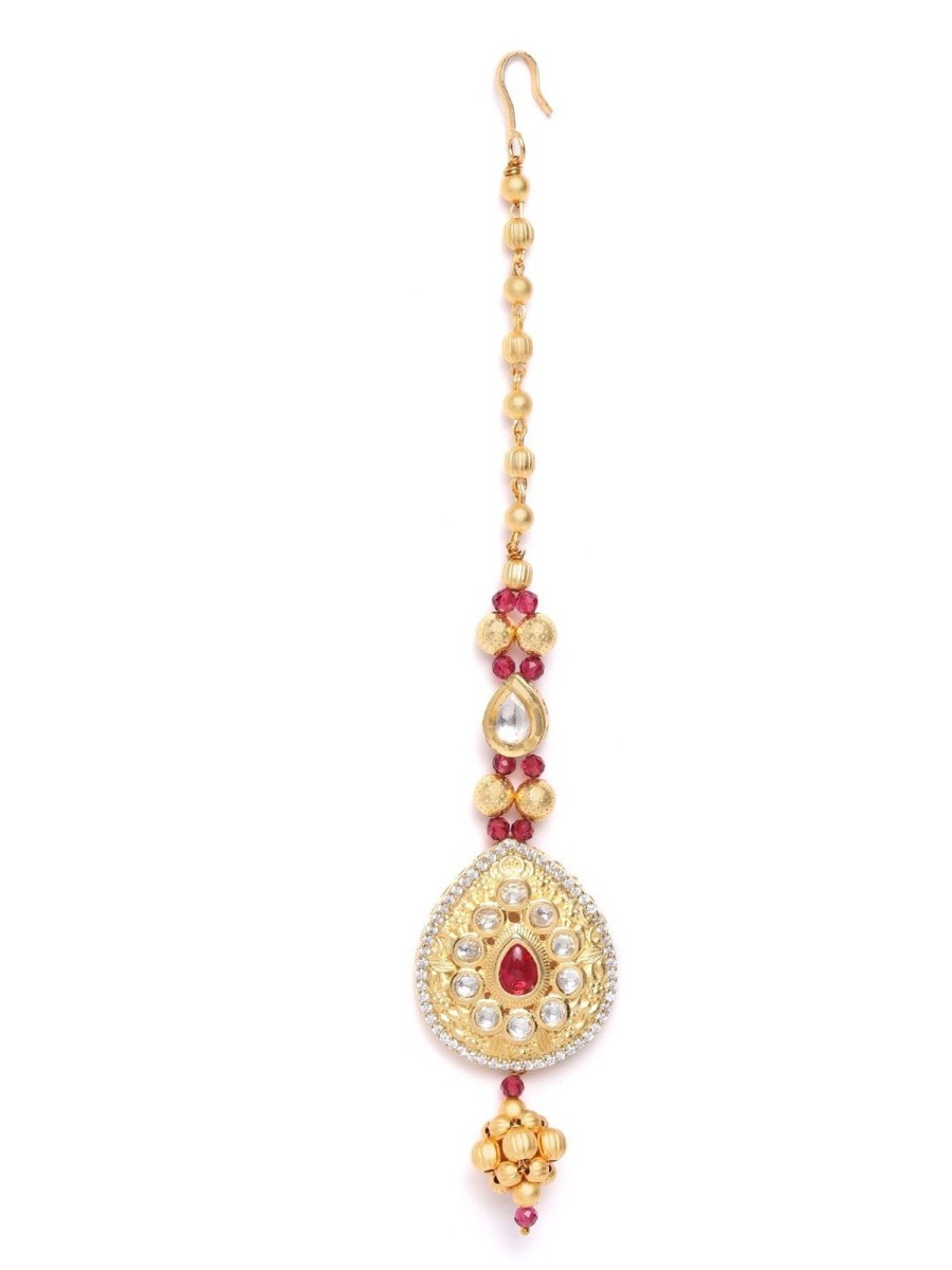 Jewellery Priyaasi | Women'S Gold Plated Stone Studded Maang Tikka - Priyaasi