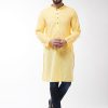 Men Sojanya | Men'S Cotton Blend Yellow Woven Design Only Long Kurta - Sojanya