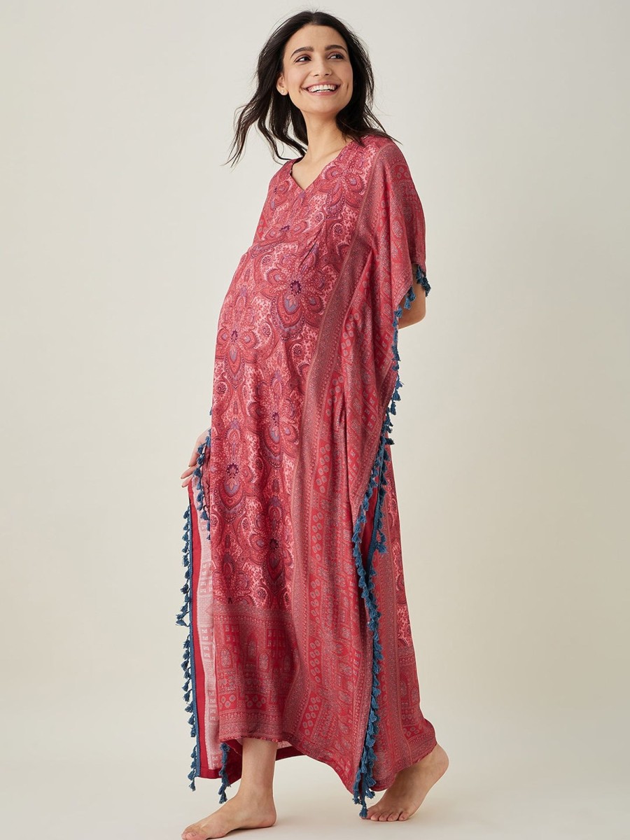 Women The Kaftan Company | Women'S Sanctuary Blossom Maternity And Nursing Kaftan - The Kaftan Company Red