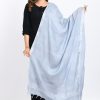 Women Moeza | Women'S Linen Cotton Silver Border Dupatta - Moeza Grey