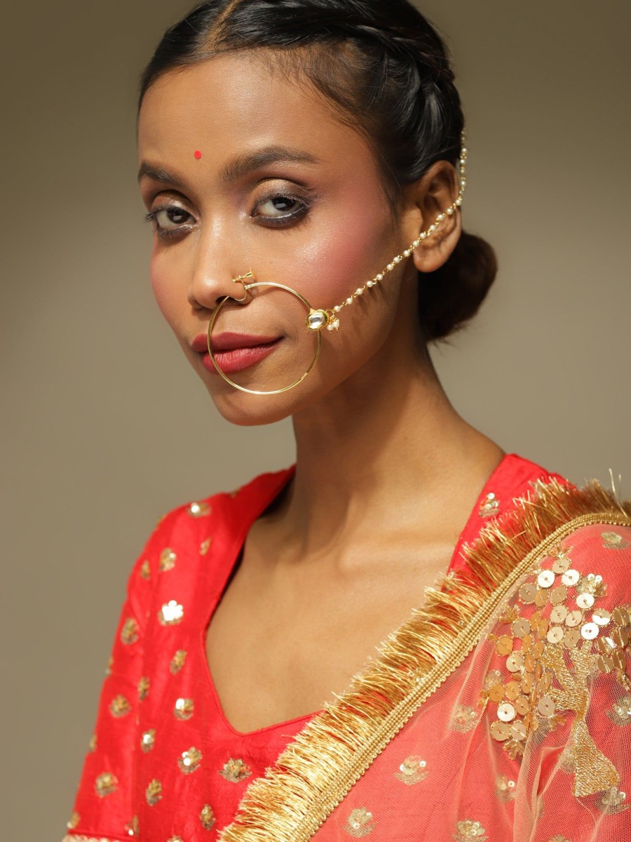 Jewellery Ruby Raang | Bridal Nose Ring Nath Kundan U0026 Pearl Jewelry By Ruby Raang