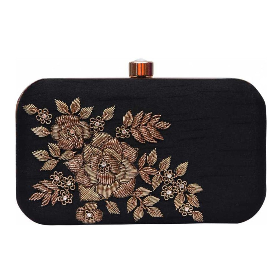 Others VASTANS | Women'S Black Color Adorn Embroidered U0026 Embelished Party Clutch - Vastans