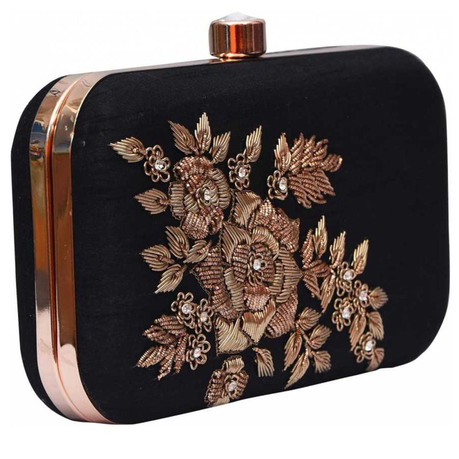 Others VASTANS | Women'S Black Color Adorn Embroidered U0026 Embelished Party Clutch - Vastans