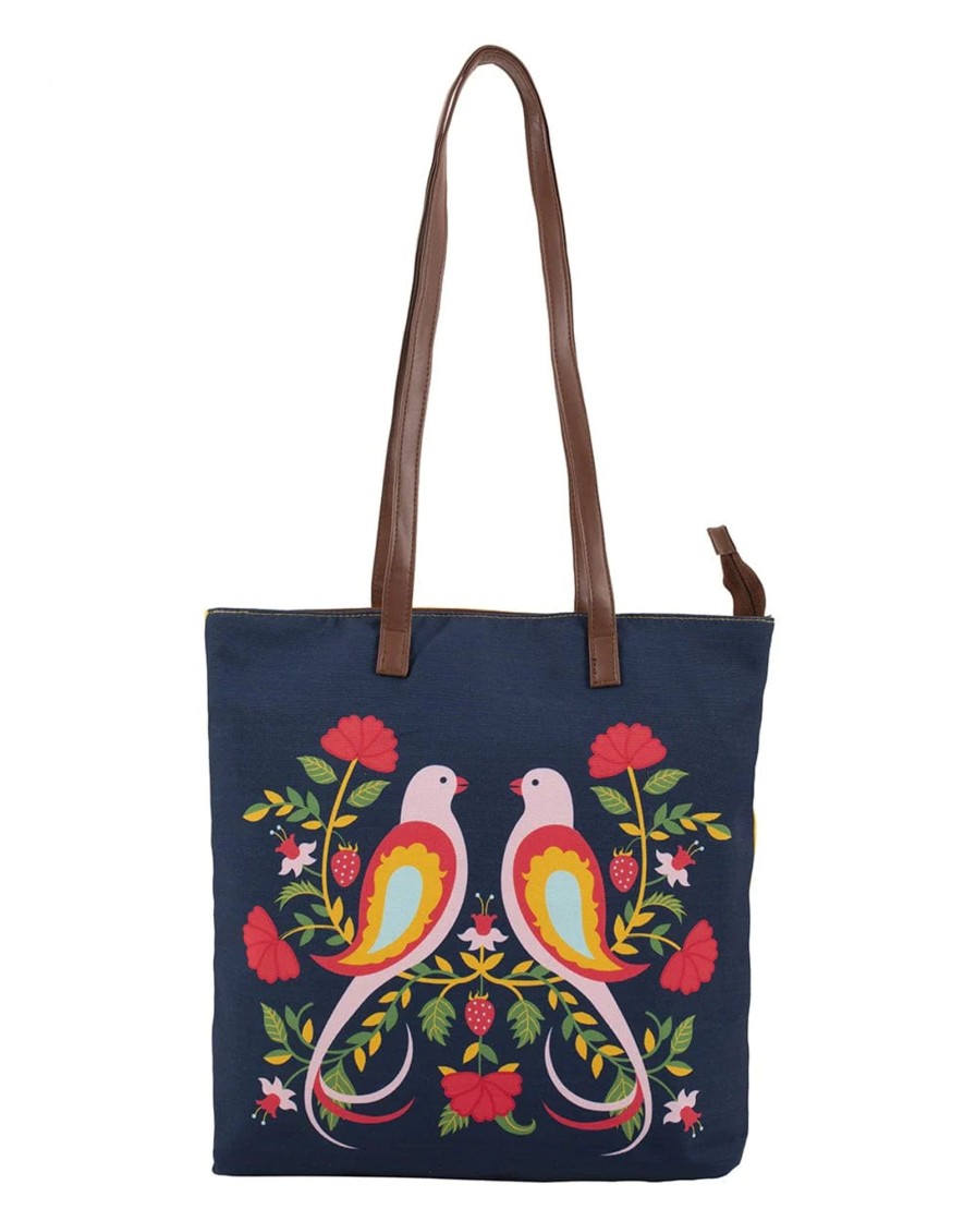 Others Chumbak | Feathered Mates Navy Tote Bag - Chumbak