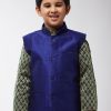 Men Sojanya KID | Kid'S Silk Blend Only Nehrujacket - Sojanya Kid Royal Blue