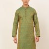 Men Virat Fashions | Men'S Green And Golden Woven Design Kurta Only ( Ko 674 Green ) - Virat Fashions