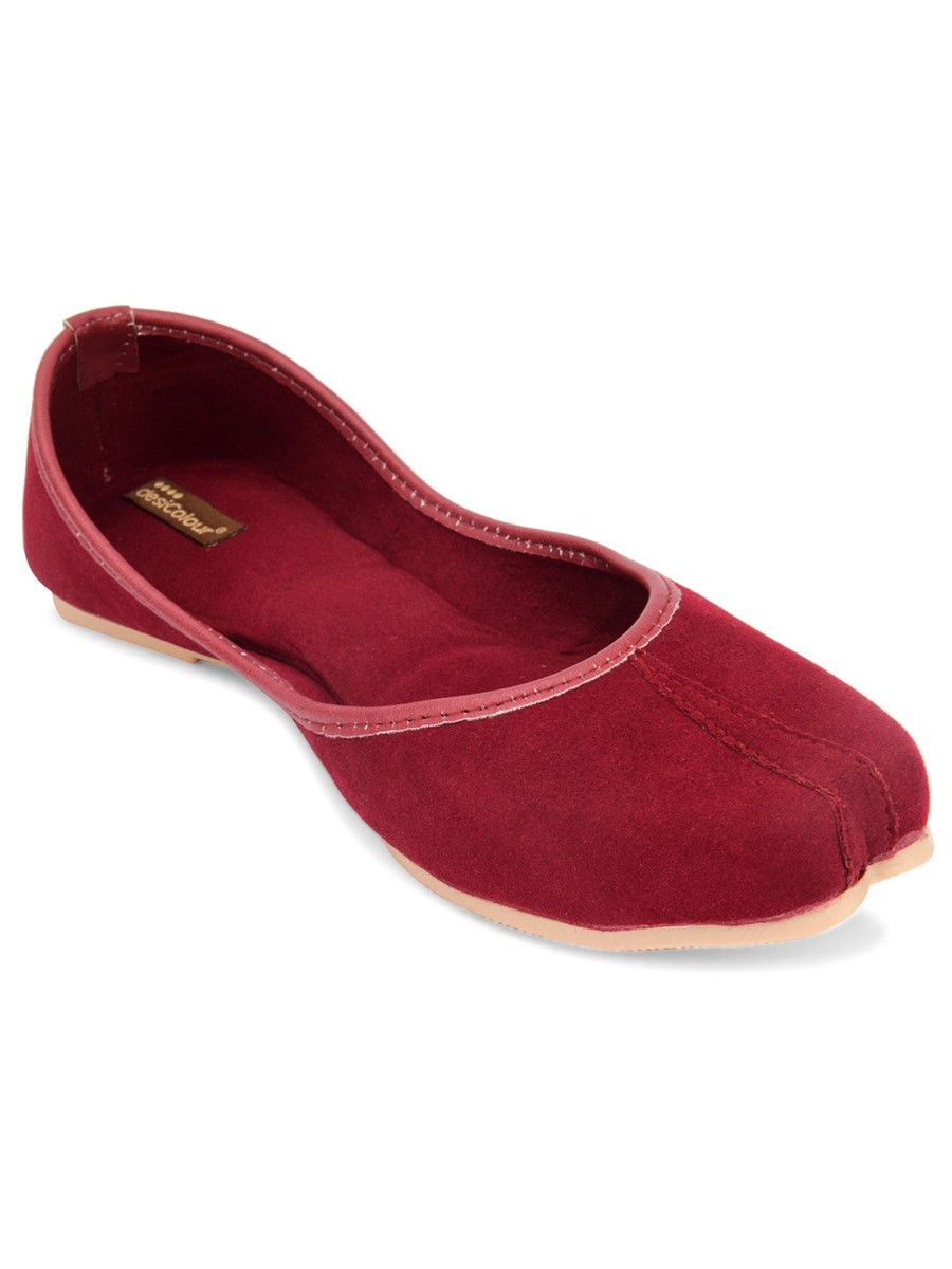 Others Desi Colour | Women'S Suede Indian Ethnic Comfort Footwear - Desi Colour Maroon