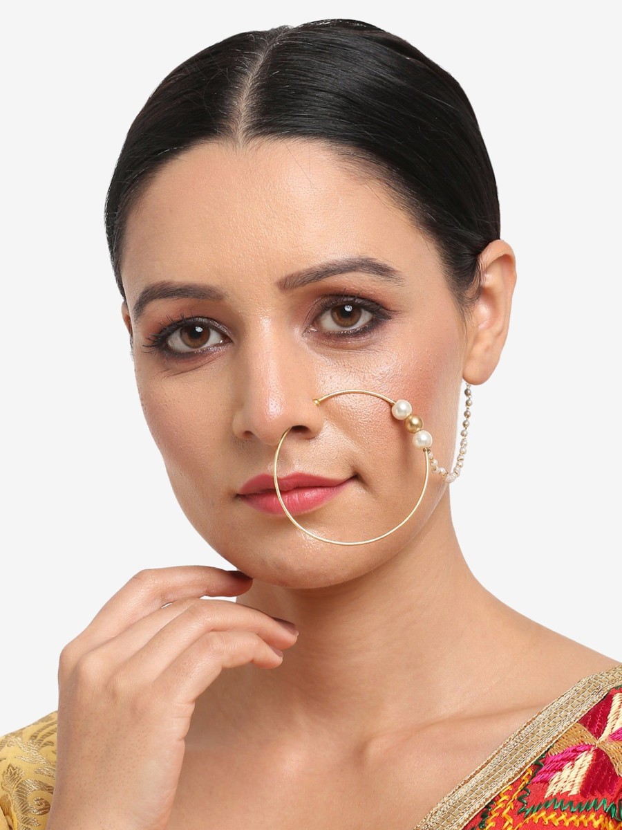 Jewellery Ruby Raang | Pearl Nose Ring For Women By Ruby Raang