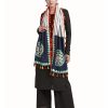 Women MESMORA FASHION | Women'S Lining Khadi Stole With Naby Blue Panels Both Sides - Mesmora Fashion