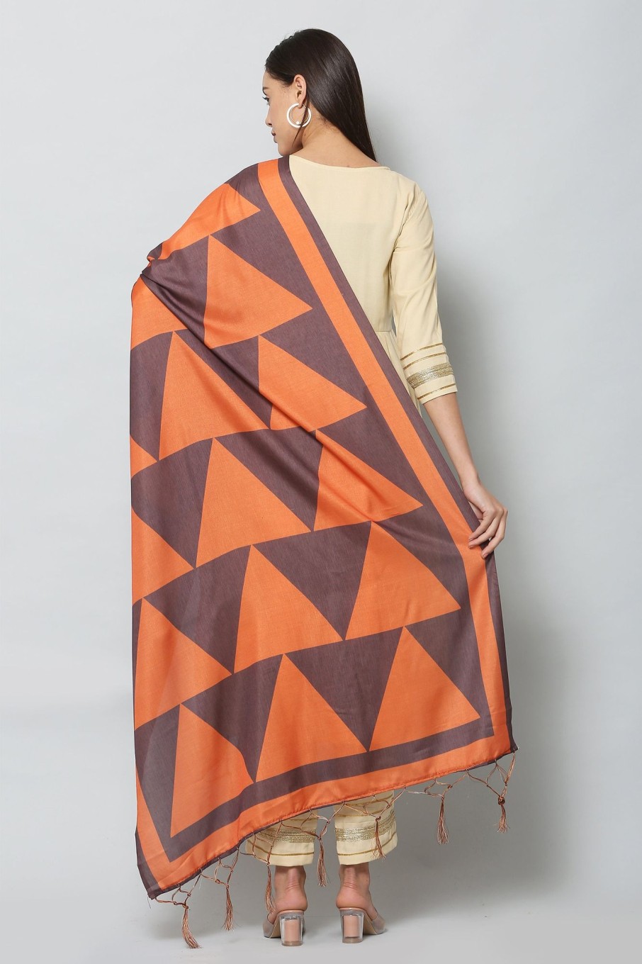 Women VAABA | Women'S Multicolored Art Silk Digital Printed Dupatta - Vaaba