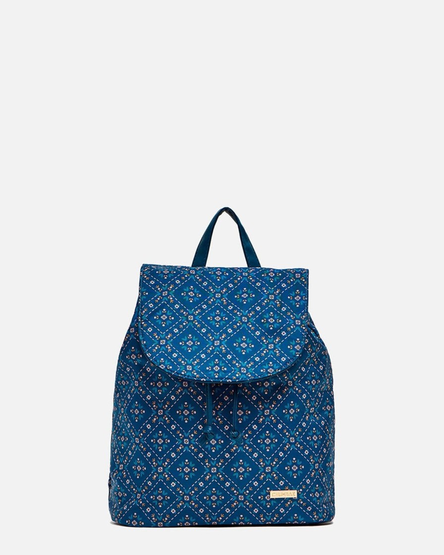 Others Chumbak | Geometric Flora Backpack Navy Blue - Chumbak