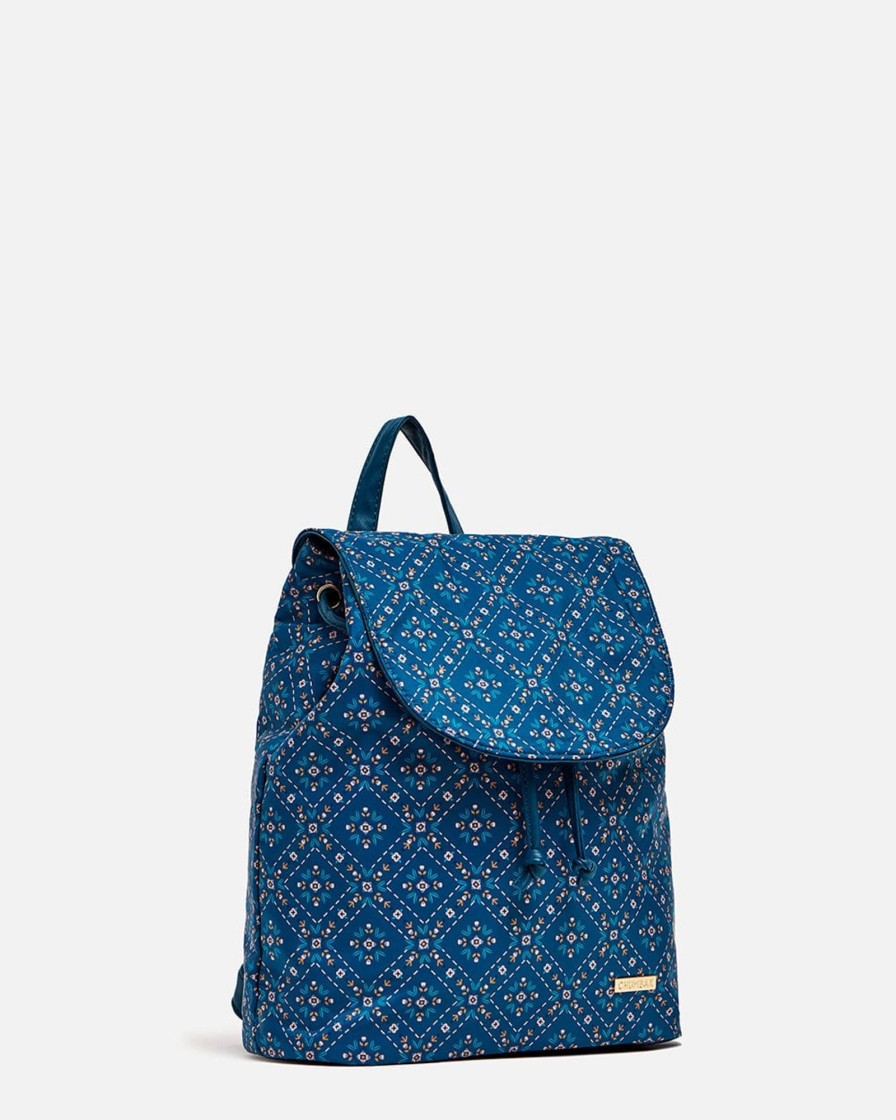 Others Chumbak | Geometric Flora Backpack Navy Blue - Chumbak