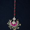 Jewellery Morkanth | Women'S Gold-Plated Pink U0026 Green Kundan Studded And Beaded Handcrafted Maang Tikka - Morkanth