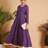 Women Lyush | Women'S Purple Dot Foil Print Anarkali Dress - Lyush