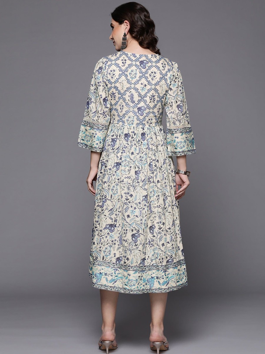 Women Indo Era | Women'S A-Line Midi Dress - Indo Era Blue