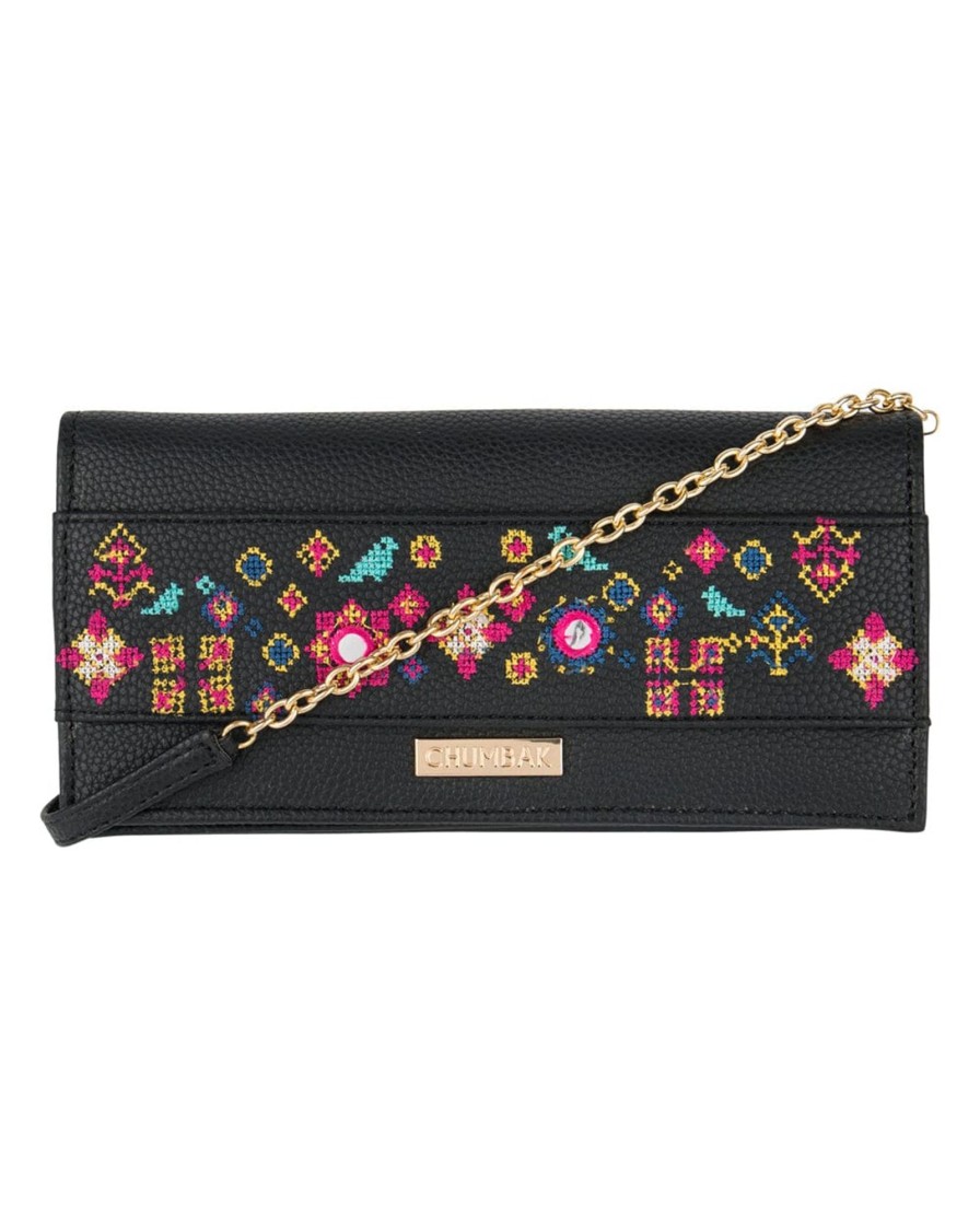 Others Chumbak | Floral Cross Stitch Sling Wallet - Chumbak