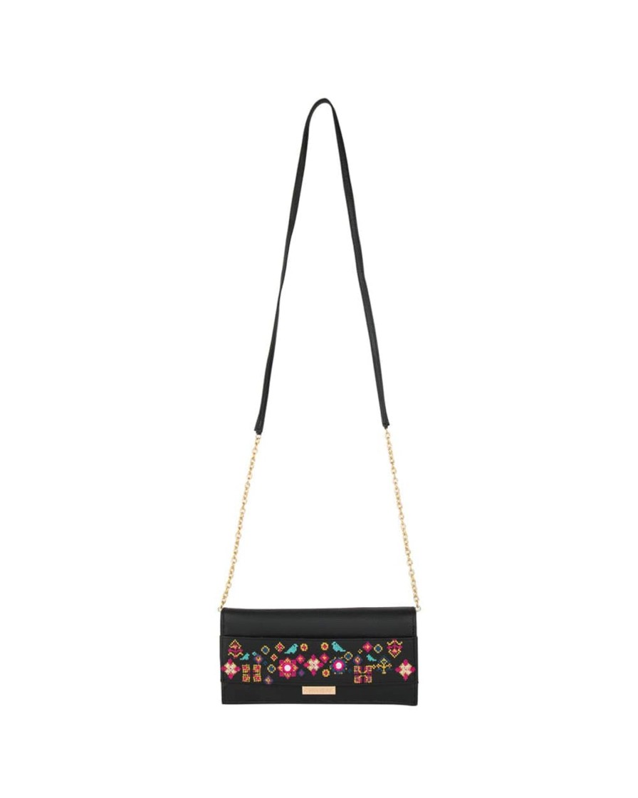 Others Chumbak | Floral Cross Stitch Sling Wallet - Chumbak