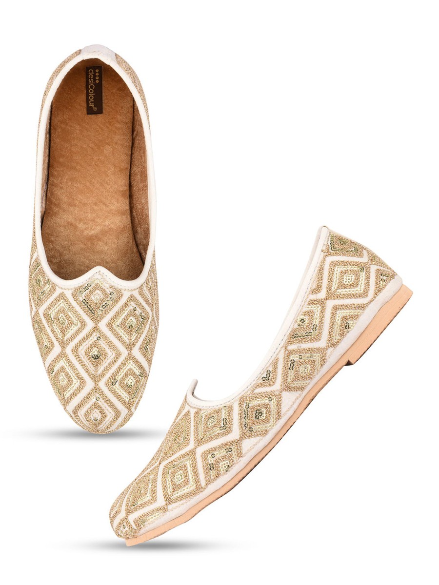 Others Desi Colour | Men'S Indian Ethnic Party Wear Footwear - Desi Colour Off White