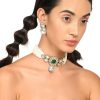 Jewellery Odette1 | Women'S Gorgeous White Pendant Choker Necklace Set - Odette