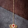 Jewellery Morkanth | Women'S 24K Gold-Plated White U0026 Red Kundan-Studded Pearl Embellished Maang Tikka - Morkanth