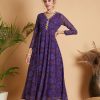 Women Lyush | Women'S Purple U0026 White Bandhej Anarkali Dress - Lyush