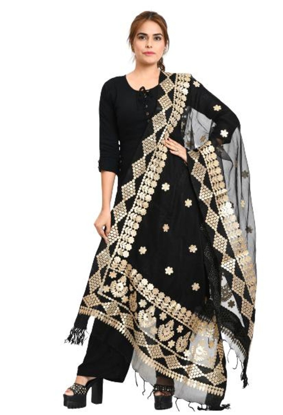 Women Moeza | Women'S Organza Gotta Patti Bridal Dupatta Dupatta - Moeza Black